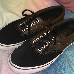 Black suede/ Brown leather vans
